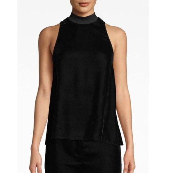 Nicole Miller Tops - Nicole Miller Artelier Black Mock Neck Velvet Halter NWT Size Small